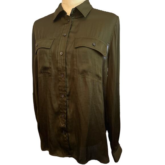 Banana Republic Dillon Classic Fit Soft Satin Utility Shirt, Size Medium, Women - Picture 1 of 6